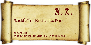 Madár Krisztofer névjegykártya