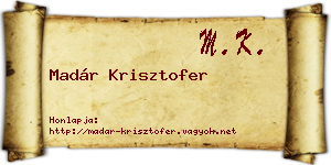 Madár Krisztofer névjegykártya
